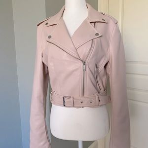 Pink Faux Leather Jacket